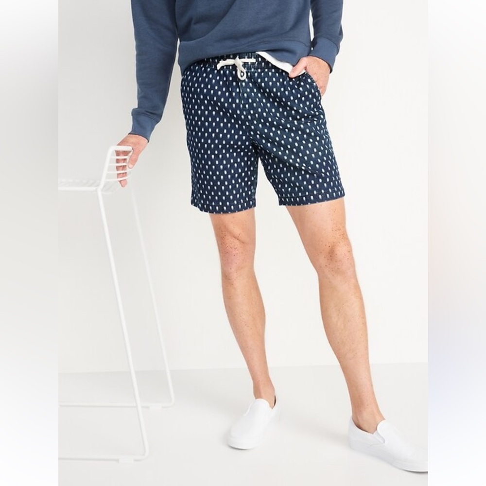 New old navy Indigo Ikat-Print Jogger Shorts 9-inch inseam blue men’s size xl
